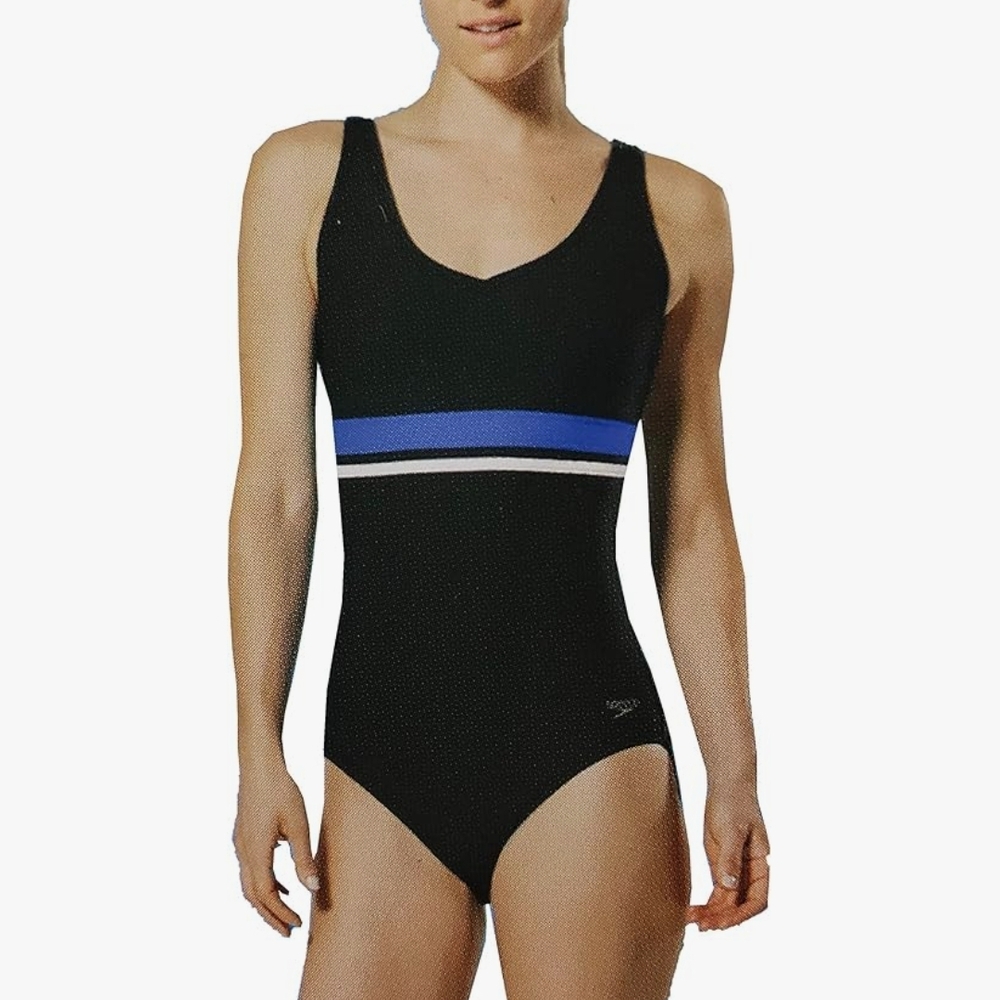 NWOT Speedo Women's Black and Blue Swimsuit